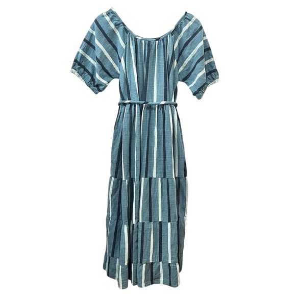 Ace & Jig Noah Striped Midi Tie Dress Cottage Core Praire Blue NWT Large - Picture 5 of 9